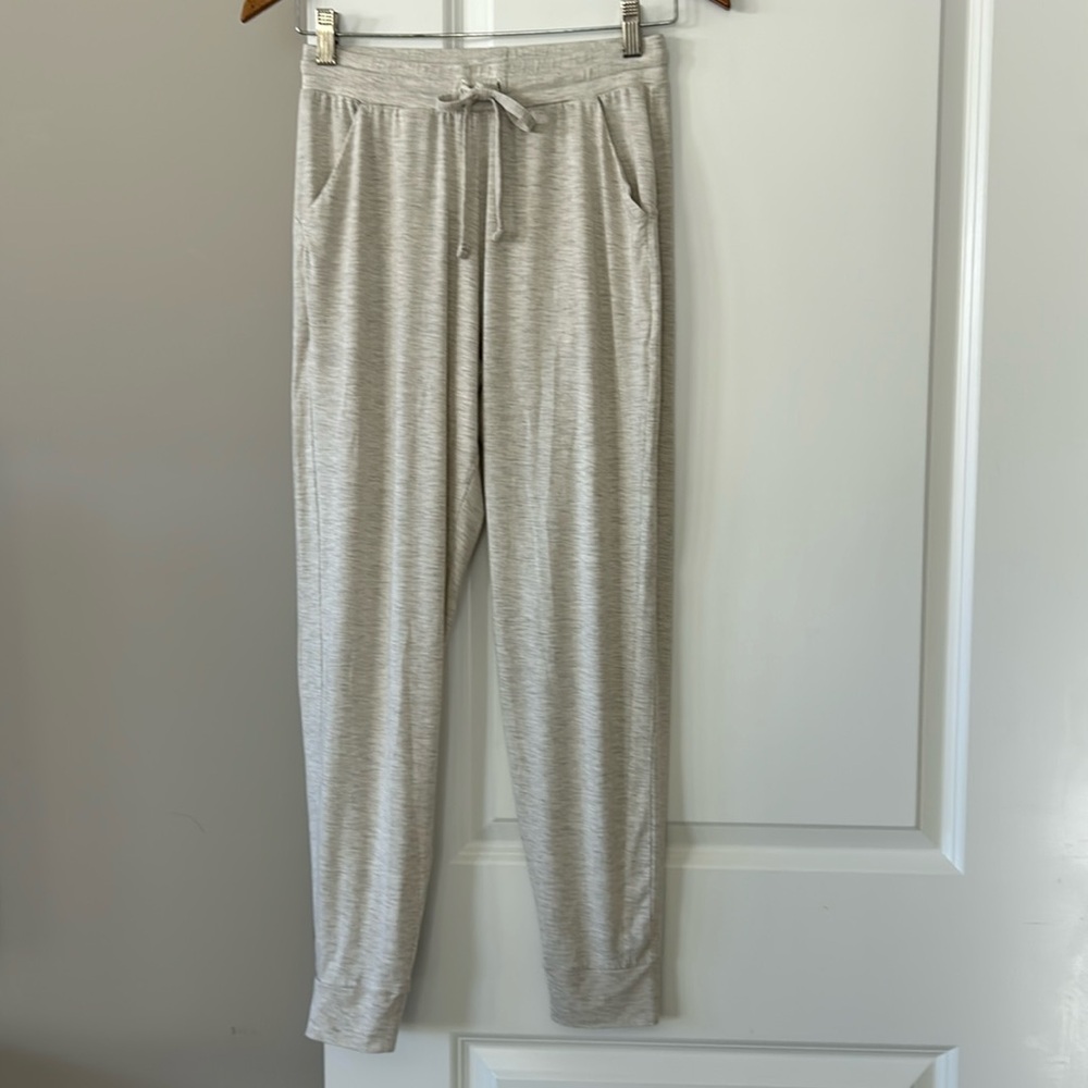 Tommy John Downtime Joggers w Pockets Heathered Oatmeal SZ S w MEASUREMENTS - Picture 2 of 14